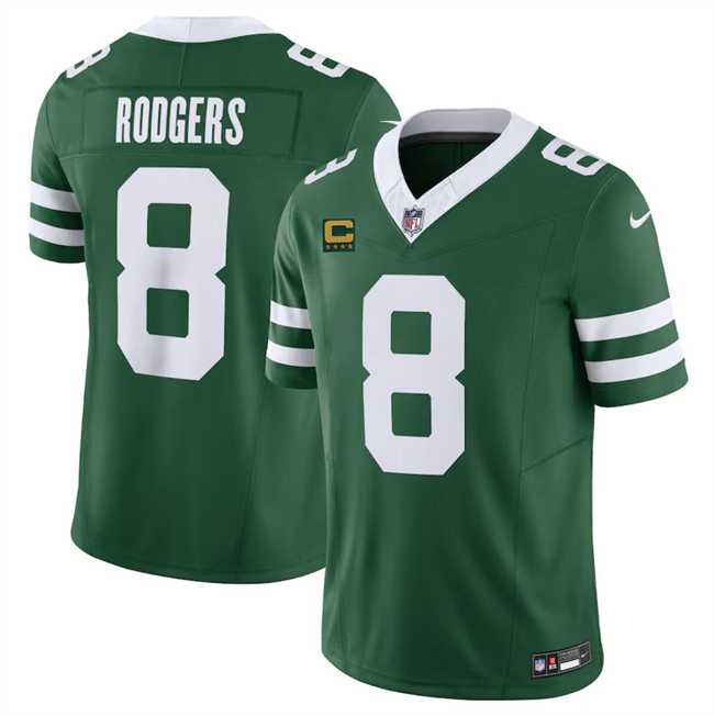 Men & Women & Youth New York Jets #8 Aaron Rodgers Green 2024 F.U.S.E. With 4-Star C Patch Vapor Limited Stitched Jersey